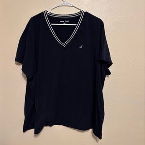 Nautica Men's Navy Blue V-Neck Shirt